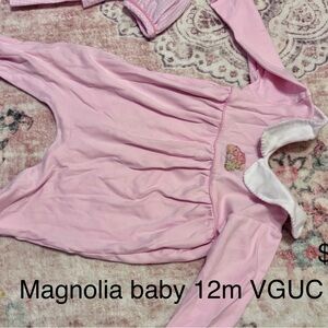 Pink Baby Romper with White Collar